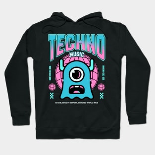 TECHNO  - One Eyed Alien (pink/blue) Hoodie